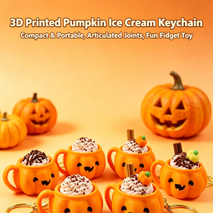 Halloween-Kürbis-Eiscreme-Fidget-Clicker-Schlüsselanhänger B28 – Stressabbau-Schreibtischspielzeug für Erwachsene, Angstlinderungsgeschenk-Anhänger - Product Image 1