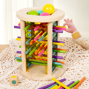 Juego de Mesa Educativo 3 en 1 de Madera para Niños: Juguete de Equilibrio, Palos de Arrastre y Entrenamiento Cognitivo de Colores - Product Image 3