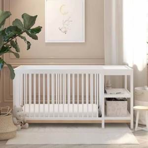 Lit de sol Montessori en bois massif avec étagère pour enfants, lit bébé extensible pour bébés, utilisation dans le salon et à l'école - Product Image 4