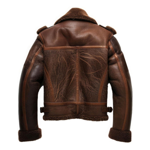 Chaqueta de Piel Auténtica para Hombre con Forro de Borrego, Cierre de Cremallera, Forro de Algodón, Tela de Lona, Colores y Tallas Personalizables, OEM, Primavera - Product Image 2