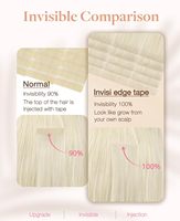 Extensions de cheveux invisibles à bandes adhésives, cheveux humains 60A blond platine, 20 pièces, 20 pouces, 50g, cheveux vierges Remy, sans couture