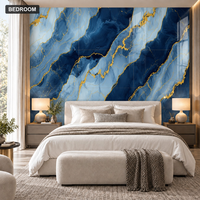 Papier peint adhésif en marbre bleu foncé, feuilles de mousse PET XPE de 1,8 mm pour la rénovation de la chambre à coucher