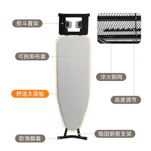 Planche à repasser pliante domestique avec tissu résistant à la chaleur, support sur pieds hauts, type rectangulaire, en tissu non tissé, avec support pour fer à repasser - Product Image 5