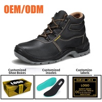 Chaussures de sécurité OEM CE S3 pour travaux de construction, avec embout en acier, anti-perforation, antistatiques, en cuir noir, antidérapantes et résistantes à l'huile pour hommes