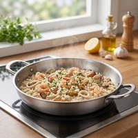 Poêle à frire en acier inoxydable à double poignée, poêle à sauter entièrement plaquée, compatible induction, poêle de chef pour la cuisine