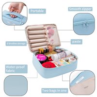 Sac de maquillage de voyage 2 en 1 avec logo personnalisé, grande capacité, organiseur de cosmétiques avec pochette amovible et porte-pinceaux