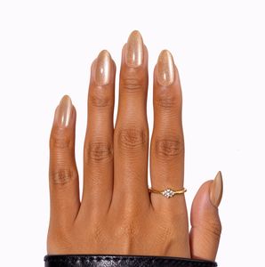 Poudre scintillante œil de chat dorée, vernis à <span class=keywords><strong>ongles</strong></span> glamour haut de gamme, <span class=keywords><strong>ongles</strong></span> adhésifs réutilisables, <span class=keywords><strong>ongles</strong></span> pressés en amande, <span class=keywords><strong>faux</strong></span> <span class=keywords><strong>ongles</strong></span> en gros - Product Image 2