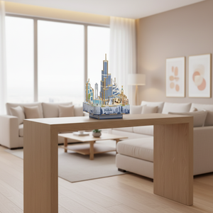 Caja de música de madera DIY del Burj Khalifa, rompecabezas 3D del horizonte de Dubái con melodía, adorno dinámico de la ciudad, regalo coleccionable, decoración, juguete. - Product Image 6