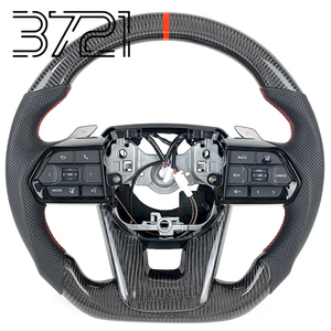 Volant de course en fibre de carbone à 3 branches avec surpiqûres rouges pour Toyota Land Cruiser 300 LC300 GR Sport VXR GXR 2021-2025 - Product Image 1