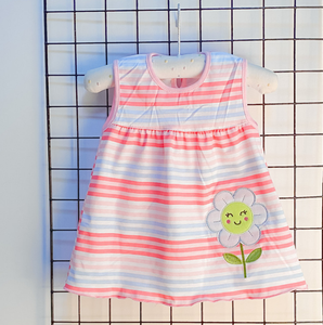 Robe d'été décontractée rouge pour filles, longueur genou, coupe trapèze, sans manches, avec fleurs, 2022 - Product Image 4