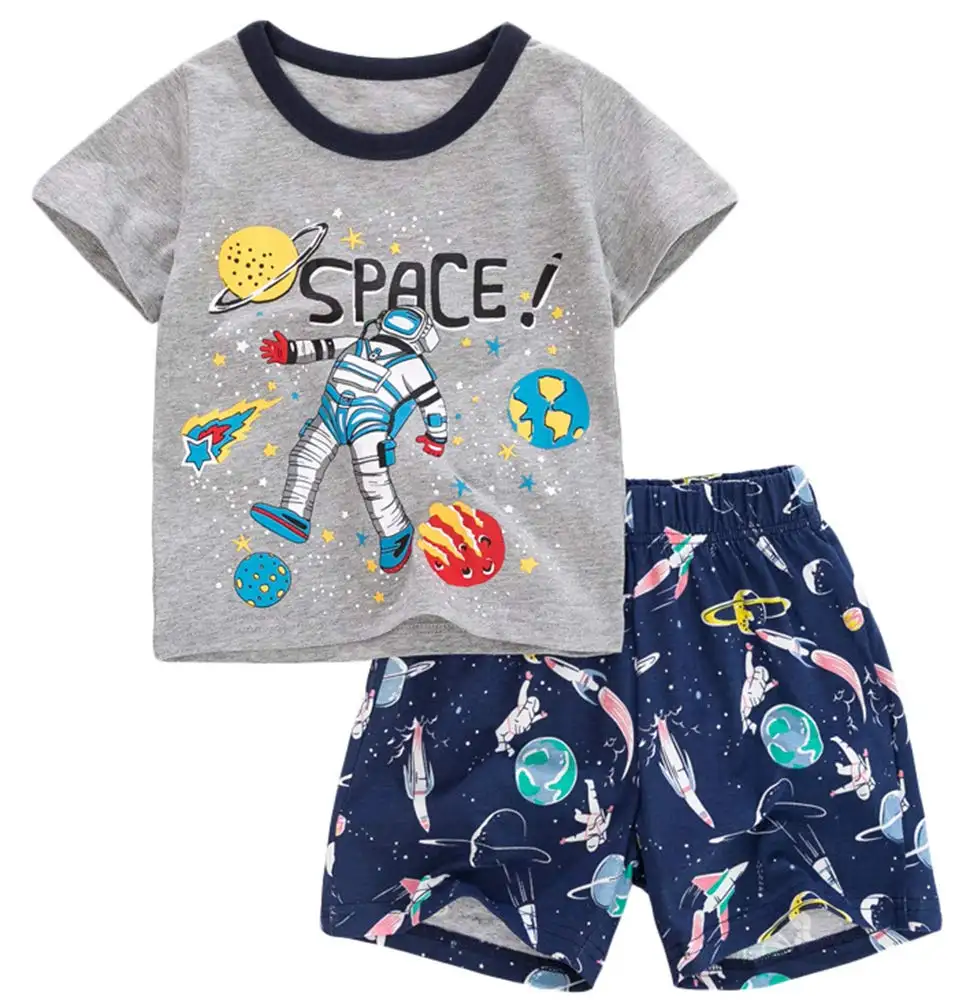 Ragazzi pigiama 100% cotone bambino 2 pezzi manica corta Pjs bambini estate pigiameria vestiti Set