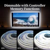 Guirlandes lumineuses LED COB 5V 6000K Blanc froid PVC 320 LED/M avec interrupteur dimmable pour rétroéclairage TV, armoire d'ordinateur, chambre à coucher 1M