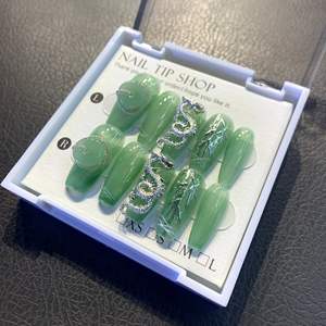 <span class=keywords><strong>Uñas</strong></span> Postizas Hechas a Mano <span class=keywords><strong>de</strong></span> Alta Calidad, Hermosas y Lujosas, Diseño Personalizado, Puntas <span class=keywords><strong>de</strong></span> Gel Acrílico, Pintadas a Mano, Cobertura Completa - Product Image 4