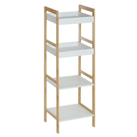 Étagère d'angle autoportante en bambou à 4 niveaux pour salle de bain, cuisine et salon – Chariot de rangement multifonctionnel