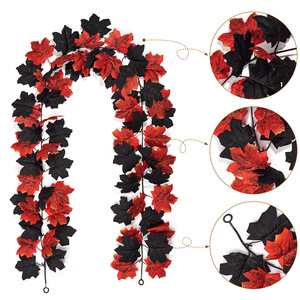 Guirlandes de feuilles d'érable artificielles en soie noires et rouges pour l'automne, 100-200 cm, pour décoration murale, maison, Thanksgiving, Noël - Product Image 2