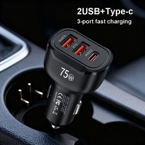 <span class=keywords><strong>Chargeur</strong></span> de voiture triple port haute qualité 75W, <span class=keywords><strong>chargeur</strong></span> <span class=keywords><strong>rapide</strong></span> double USB PD30W type-C avec emballage pour Samsung <span class=keywords><strong>Huawei</strong></span> Xiaomi, adaptateur secteur - Product Image 1