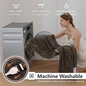 Couverture chauffante électrique lavable 160*120cm avec fil chauffant, 1-2-3 niveaux de chaleur et minuterie d'arrêt automatique de 3 heures pour lit - Product Image 5