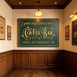 Décoration murale vintage pour bar à café, panneau métallique amusant, décorations murales pour station de café à domicile ou au bureau, panneau en fer rustique pour café - Product Image 6