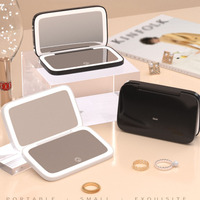 LED Rechargeable Square Travel Compact Portable Folding 1X/5X Magnifying Handheld Makeup Mirror with Lights