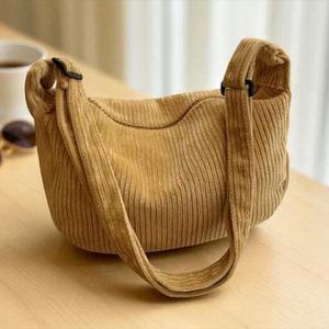 Sac bandoulière vintage en velours côtelé de couleur unie pour femme avec fermeture éclair étanche et motif lettre, idéal pour le quotidien et les voyages - Product Image 1