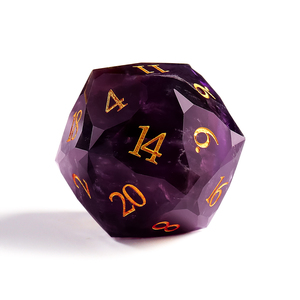 Usa Cổ 7-Mảnh Đá Tự Nhiên Polyhedron Thạch Anh Tím Dnd Xúc Xắc Thiết Lập Với Biểu Tượng Tùy Chỉnh Đá Quý D6 D20 Tay Cắt Kim Cương Xúc Xắc - Product Image 2