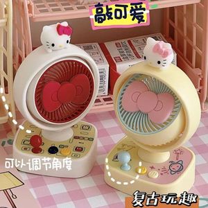 พัดลมตั้งโต๊ะเฮลโลคิตตี้พร้อมดีไซน์โบว์สีแดง มอเตอร์ดีซี ปรับความเร็วได้ 3 ระดับ พัดลมพลาสติกแบบพกพาใช้แบตเตอรี่สำหรับใช้ในครัวเรือน - Product Image 3