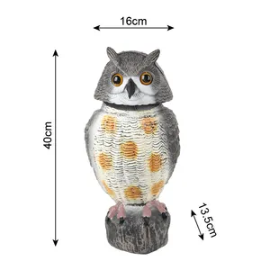 Motion-Activated Resin Owl Scarecrow Artificial Bird Pigeon Deterrent Garden Decoration To Scare Birds Away