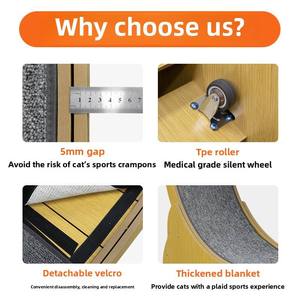 Tapis Roulant Silenzioso per Gatti con Telaio in Legno OEM, Pista Rivestita in Moquette, Ruota per Esercizio Indoor per Gatti Piccoli, Medi e Grandi - Product Image 3