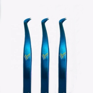 ที่หนีบขนตาปลอมพลาสม่าสีน้ำเงินแหนบสเตนเลสสตีลอเนกประสงค์แบบสากลแบบมืออาชีพออกแบบโลโก้ได้ตามต้องการ - Product Image 2