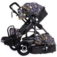 Poussette bébé 3 en 1, haute, pliable, portable, multifonctionnelle, avec grand panier de rangement