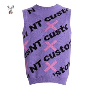 Gilet <span class=keywords><strong>in</strong></span> Maglia da Uomo Nanteng Personalizzato <span class=keywords><strong>in</strong></span> <span class=keywords><strong>Cotone</strong></span> con Motivo Jacquard Alfabetico alla Moda, Collo Tondo Senza Maniche - Product Image 2