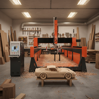 Routeur CNC industriel 1530, configuration 5 axes, axe rotatif intégré, tête de broche inclinable à 180 degrés, usinage 3D complexe