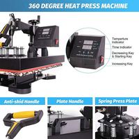 Machine de transfert de chaleur combinée avancée 8 en 1 à double affichage Presse à chaud par sublimation pour tasse/chapeau/t-shirt/ardoise/MDF
