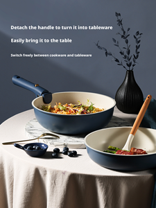 Ensemble de 3 casseroles antiadhésives avec poignée amovible, <span class=keywords><strong>kit</strong></span> d'ustensiles de cuisine pour la maison, comprenant une poêle et une <span class=keywords><strong>casserole</strong></span>, compatible avec toutes les cuisinières, gain de place - Product Image 5