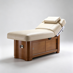 Modern Electric Spa Beauty Bed with Adjustable <b>Leg</b> Backrest Facial <b>Massage</b> Table Wooden Frame for Hotel Use - Product Image 2