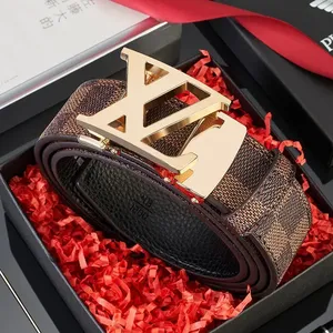 Cinturón de Moda Masculina con Hebilla Automática de Cobre y Correa con Patrón a Cuadros de 3.4 cm de Ancho <span class=keywords><strong>para</strong></span> Hombres y Mujeres - Product Image 4