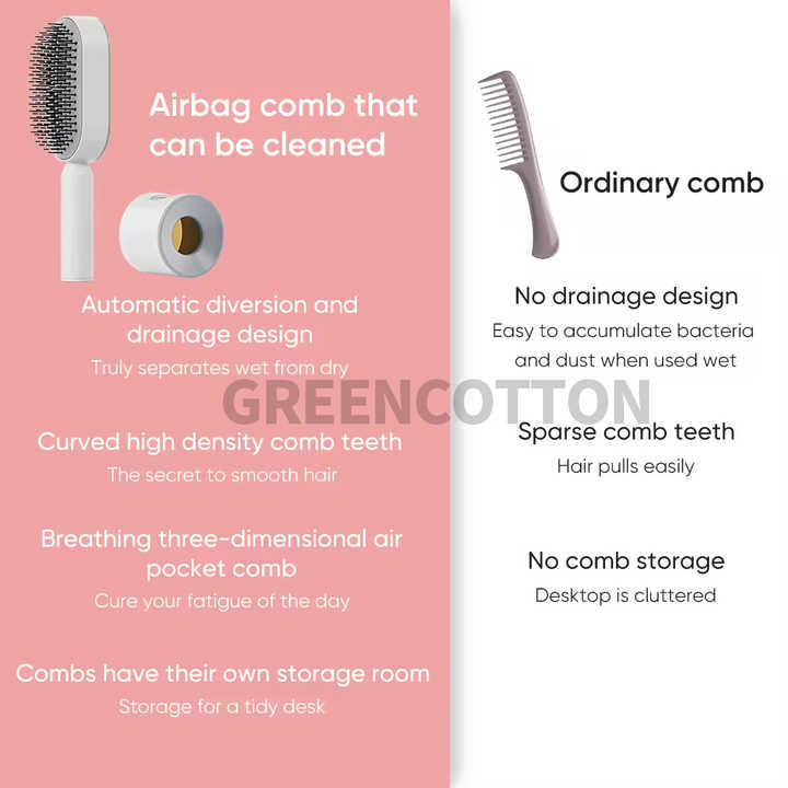 Self Cleaning Hair Brush for Women 3D Air Cushion Massage Comb Anti