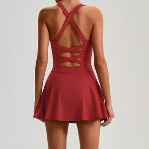 Nouvelle Arrivée Robe de Sport Respirante Sexy Dos Nu pour Femme avec Short Intégré Jupe de Tennis Coupe A-line pour Fitness en Extérieur, Padel et Pickleball - Product Image 3