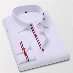 Wholesale Men's business long-sleeved casual blue shirt summer men long sleeve dress shirt