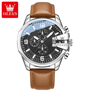 Reloj de Pulsera Analógico de Cuarzo Olves 2978 para Hombre, Edición Limitada Retro de Lujo, Caja de Aleación Resistente al Agua con Correa de Cuero - Product Image 2
