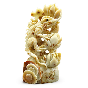 Statue en cristal de jaspe océanique caméléon sculptée, symbole du lotus, pour l'équilibre et l'abondance, décoration intérieure, cadeau, poids 1220 g - Product Image 2