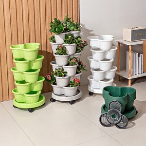 Jardinière Verticale Suspendue Empilable <span class=keywords><strong>pour</strong></span> Fraises, Pot de Fleurs Mobile à Trois Niveaux en Forme de Pétale, Système de Jardinage Domestique - Product Image 3