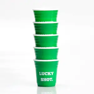 แก้วช็อตแก้วสำหรับปาร์ตี้ (ชุดละ5ชิ้น) แก้วพลาสติกแข็งสำหรับงานปาร์ตี้ (สีเขียว)