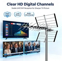 WC-118D Hochleistungs-19-Elemente-Außen-Yagi-HDTV-Antenne VHF UHF Digital-TV-Antenne mit Großer Reichweite Wasserdicht ATSC DVB-T2 Stangenantenne aus Kunststoff