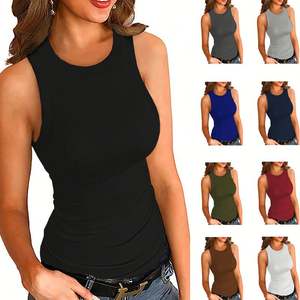 Hot Sale Sleeveless Basic Casual <b>Camisole</b> <b>Top</b> Shirt Slim Knit Fitness Women's Tank <b>Tops</b> - Product Image 2