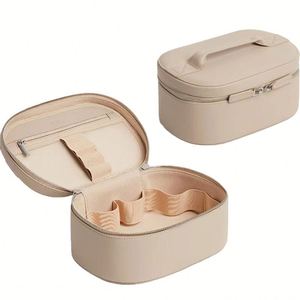 Elegant Oval Handheld Cosmetic Bag Custom Logo PU Leather Travel <b>Makeup</b> Storage <b>Case</b> Wash Bag - Product Image 2