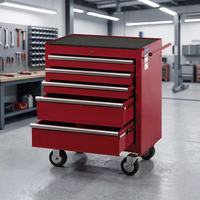 Armoire à outils à 5 tiroirs, chariot à outils roulant, rangement profond pour outils électriques et manuels, chariot en acier verrouillable sur roues pour atelier