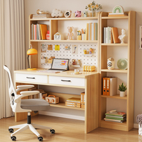 Bureau et étagère intégrés en bois massif pour la maison ou le bureau Bureau d'ordinateur de bureau pour la chambre à coucher
