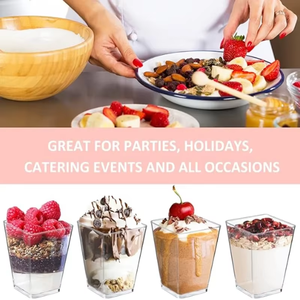 Vasos de Plástico de 160 ml para Postres con Tapas y Cucharas, Vasos para Pudín, Postre, Pastel, Aperitivo, Gelatina, Yogur, Mousse, Repostería - Product Image 3