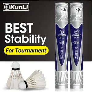 China Kunli High Quality Duck Feather Silver Aeroplane Badminton Shuttlecock For Sale Training Tournament